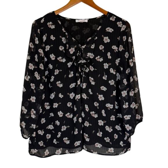 Skies Are Blue Blouse Women X Large Floral Feminine‎ Whimsical Romantic Workwear - Picture 1 of 7